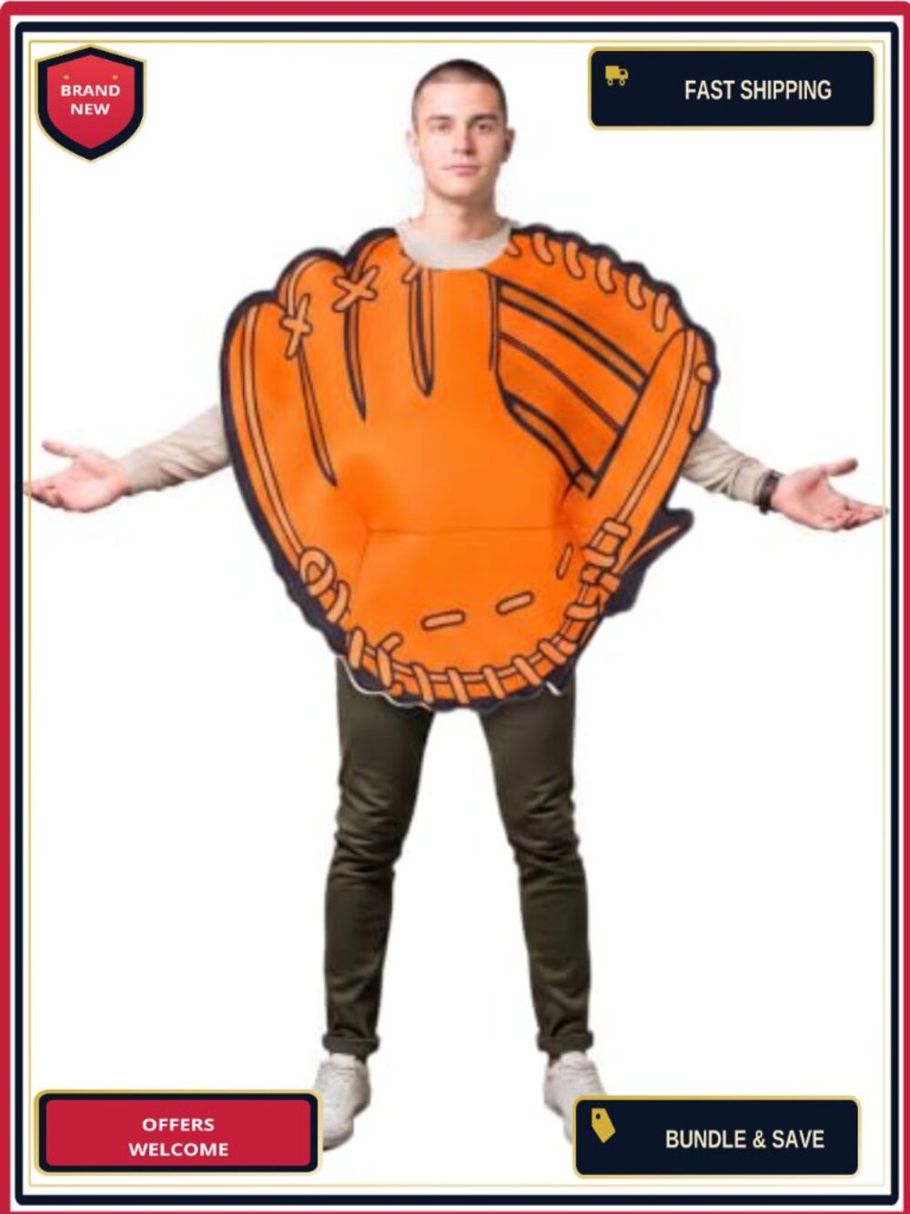 Oversized Baseball Glove Costume Adult Halloween Pullover Mitt Cosplay